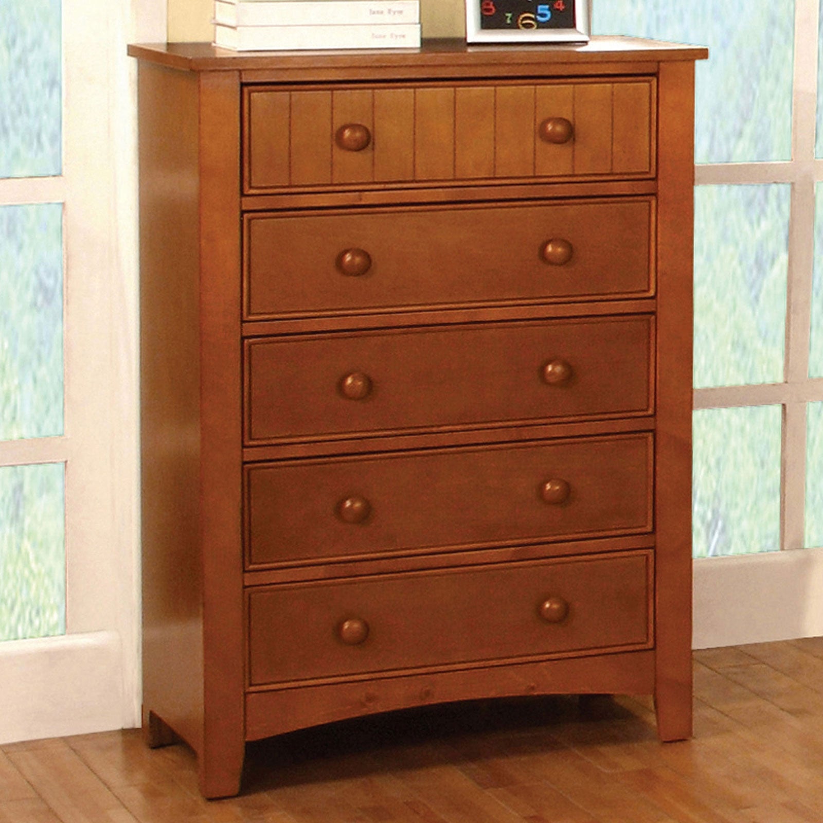 Omnus Oak Finish 5-Drawer Youth Chest