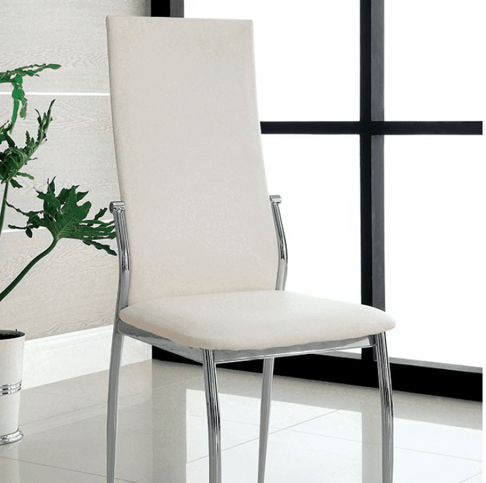 Kona Modern White & Chrome Side Chair Set of 2