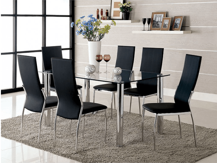 Kona Modern 7-Piece Dining Set with Chrome Base