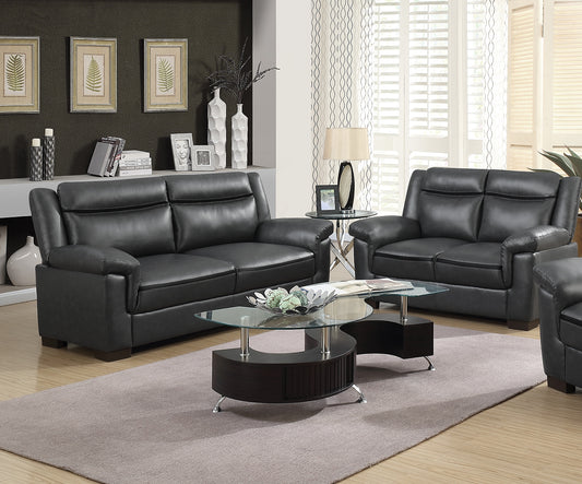 Ventura Modern Gray Leatherette Sofa & Loveseat Set