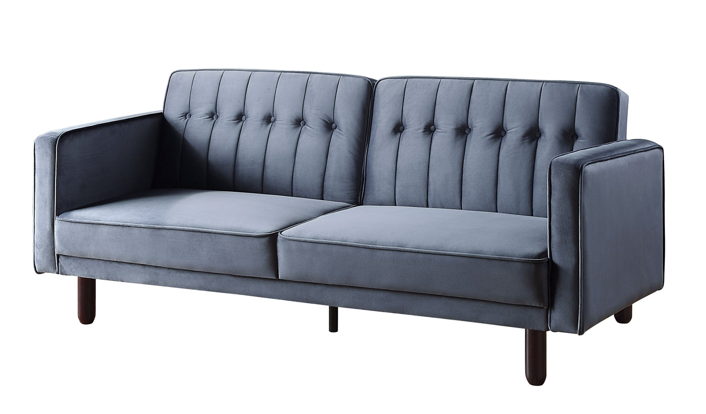 Qinven Dark Gray Velvet Convertible Sofa