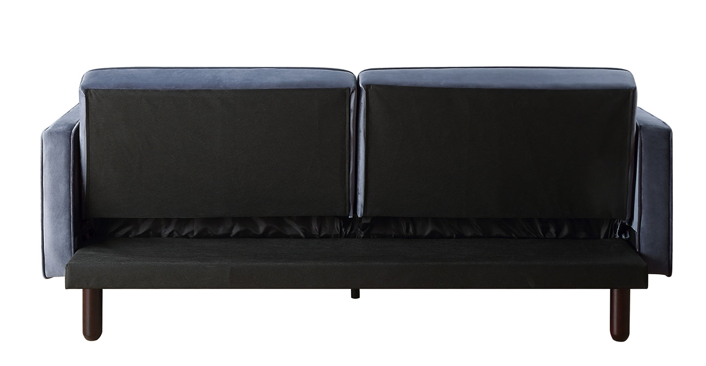 Qinven Dark Gray Velvet Convertible Sofa