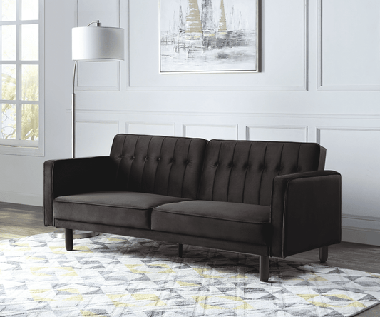 Qinven Dark Brown Velvet Convertible Sofa