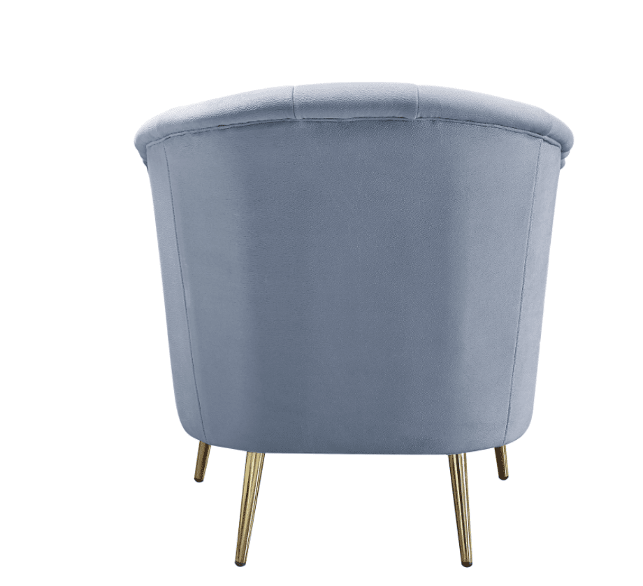 The Bayram Chair in Light Gray Velvet w- Gold Legs