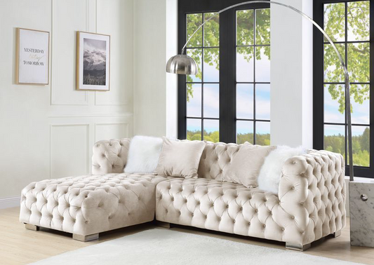 Acme Furniture Syxtyx Beige Velvet Sectional