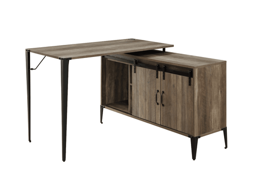 Zakwani Writing Desk by Acme in Rustic Wood w- Black Metal