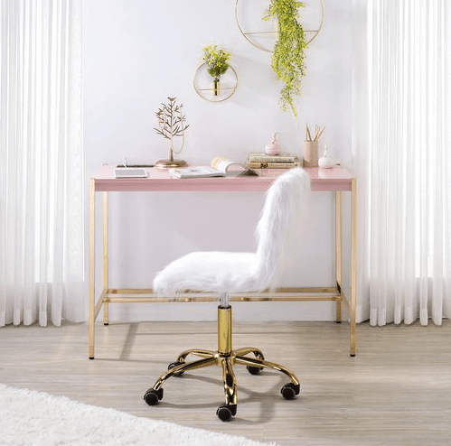 Midriaks High Gloss Writing Desk - Pink & Gold