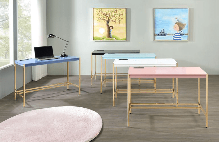 Midriaks High Gloss Writing Desk - Pink & Gold