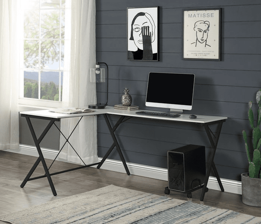 Dazenus Corner L Shape Computer Desk - White-Black