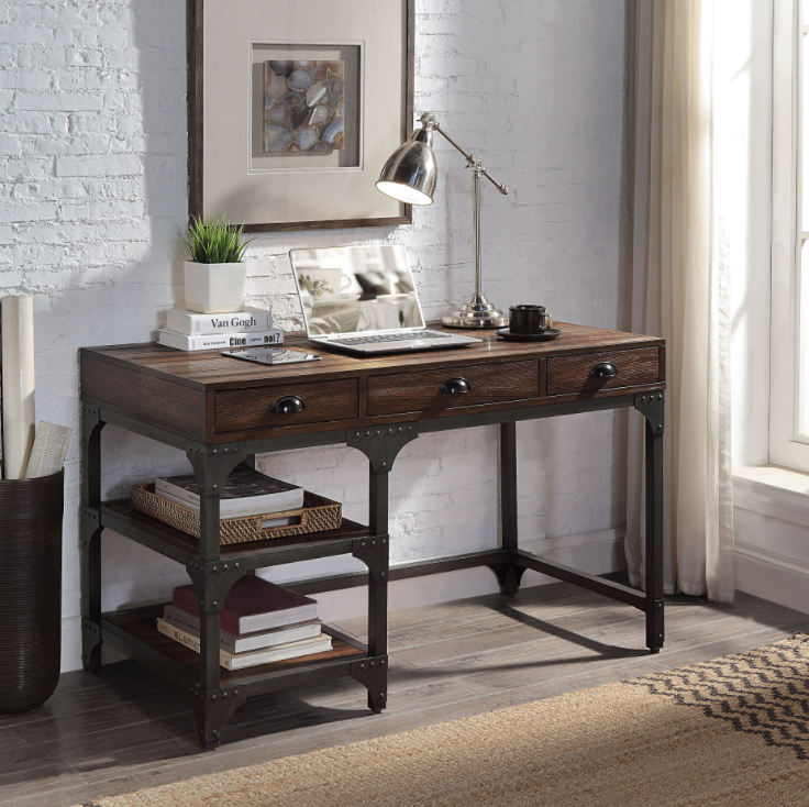 Gorden Wrting Desk in Espresso Oak & Antique Black