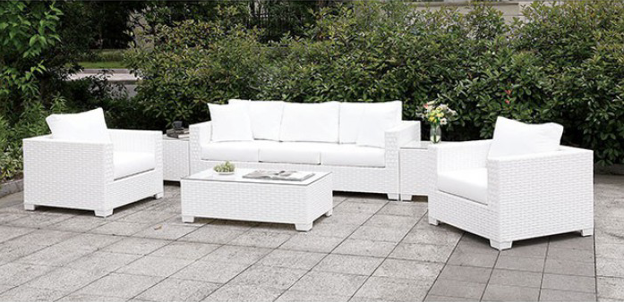 Somani II 6 Piece White Wicker Patio Set