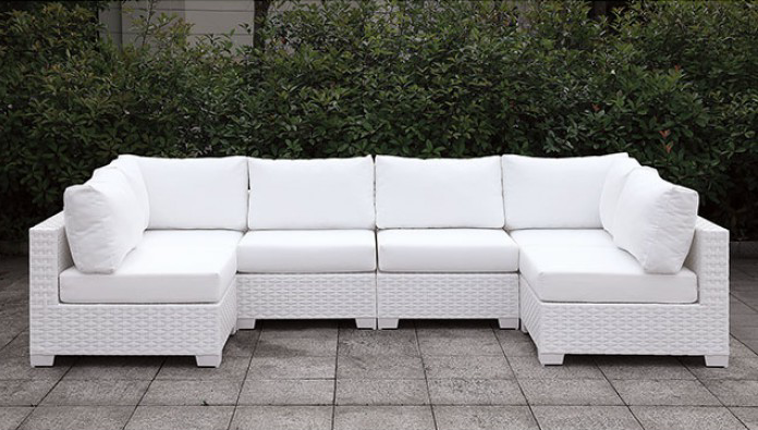 Somani II "U" Shape White Wicker Modular Sectional OS2128-SET11