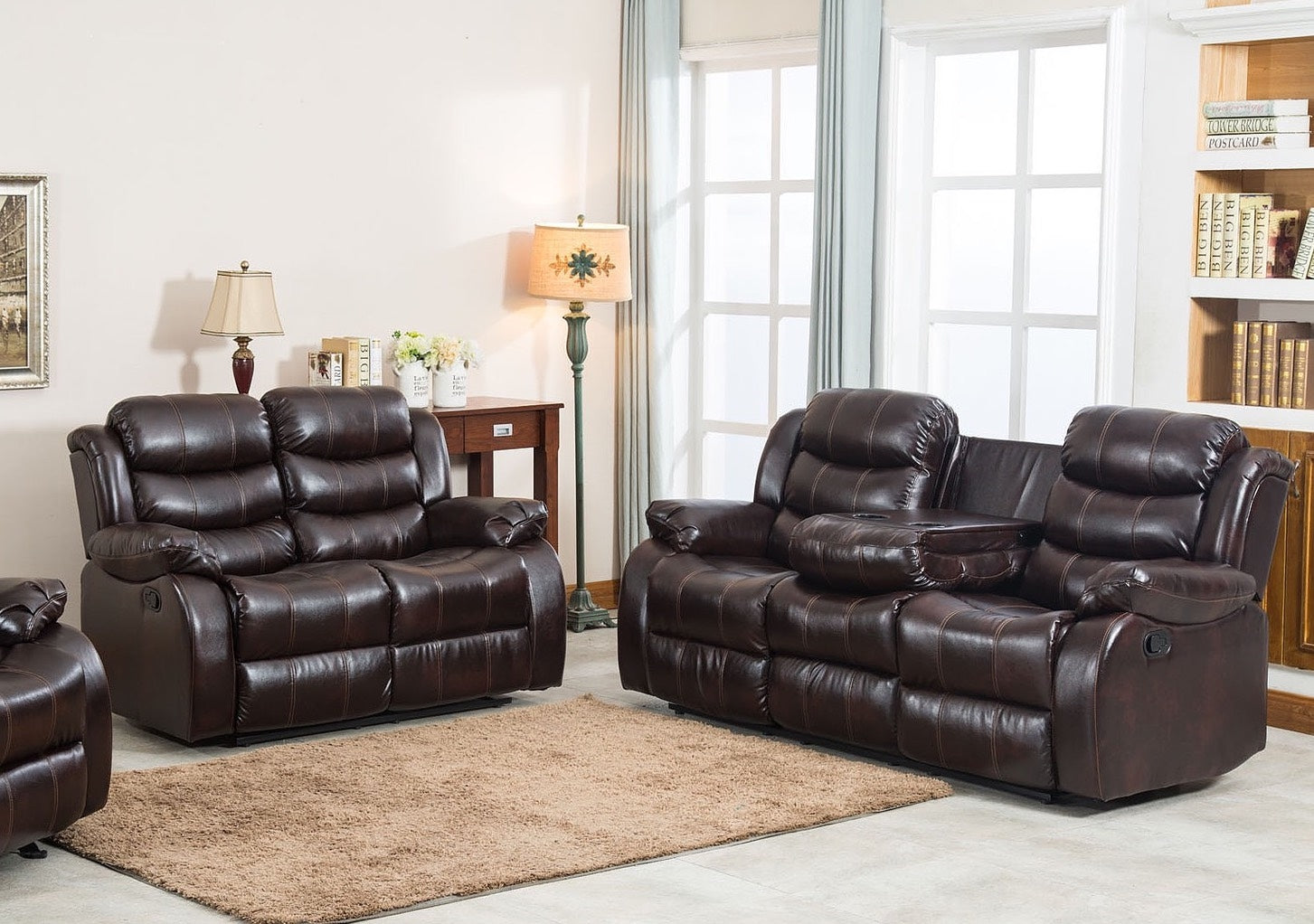 Boone 2 Piece Motion Sofa & Loveseat Set w- Drop Down Console