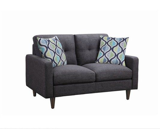 Watson Retro Style Dark Gray Upholstered Loveseat