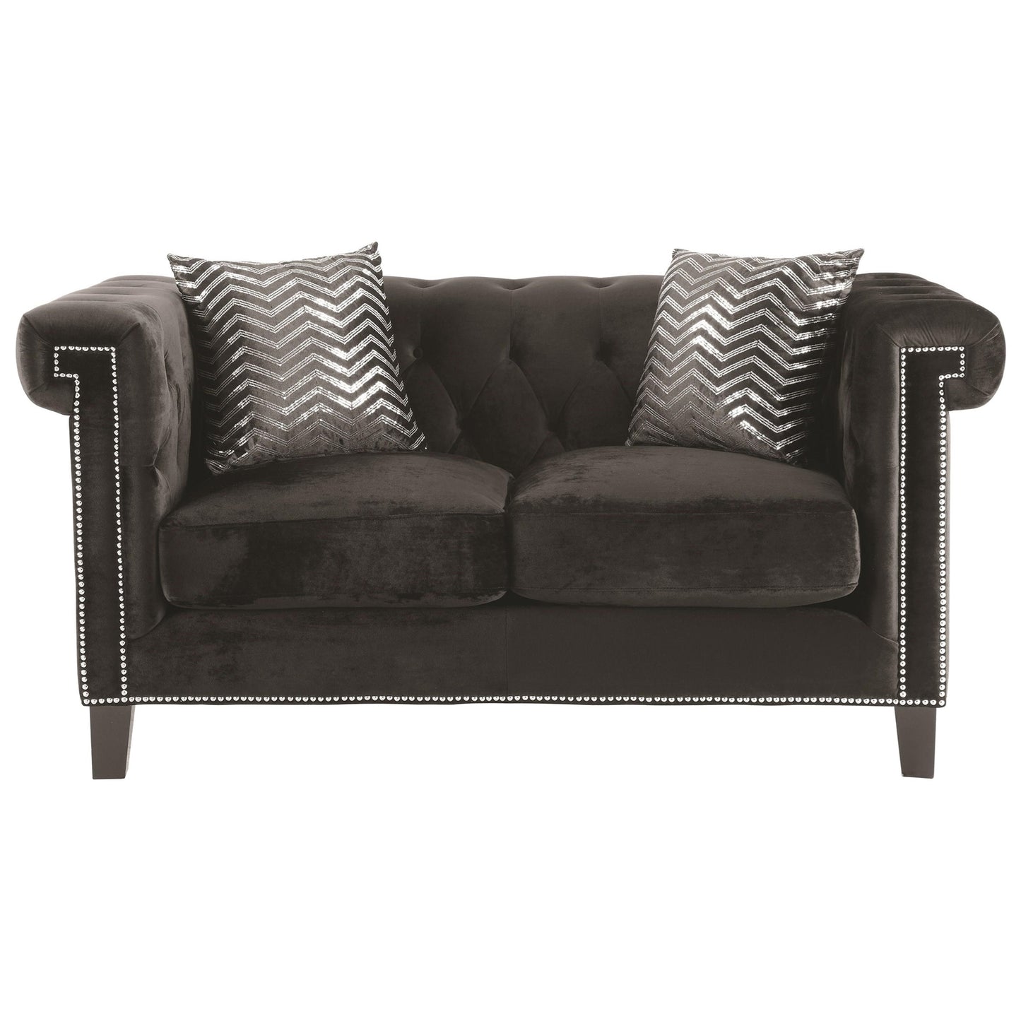 Avenleigh Black Velvet Tufted Loveseat