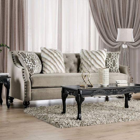 Ezrin Transitional Style Light Brown Small Weave Chenille Sofa