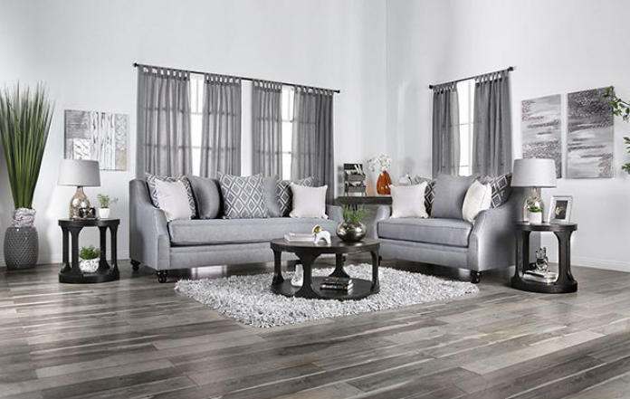 Nefyn Transitional Light Grey Upholstered Sofa - Furniture of America SM2670