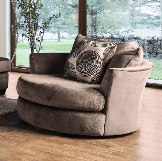 Bonaventura Plush Brown Swivel Chair