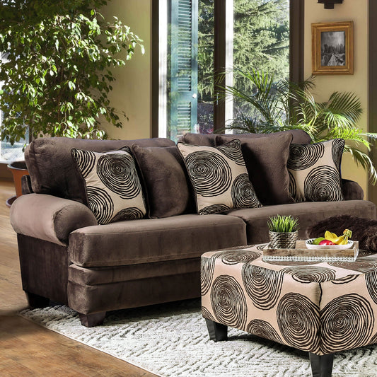 Bonaventura Transitional Ultra Plush Brown Upholstered Sofa