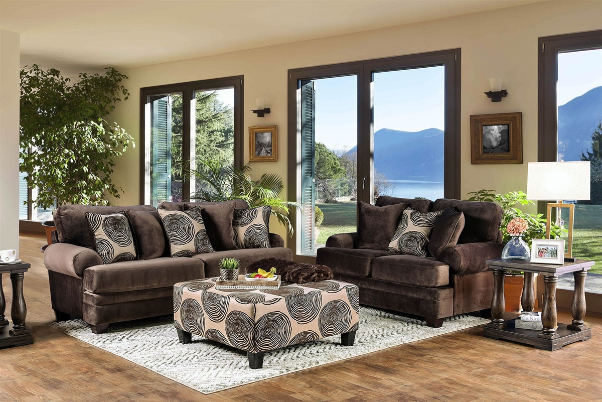 Bonaventura Transitional Ultra Plush Brown Upholstered Sofa