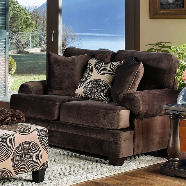 Bonaventura Transitional Ultra Plush Brown Upholstered Sofa