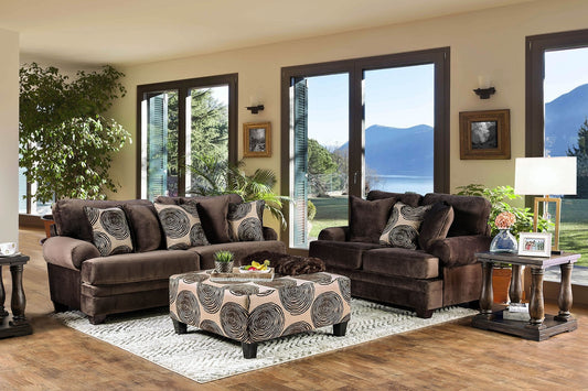 Bonaventura Transitional Ultra Plush Brown Sofa & Loveseat Set