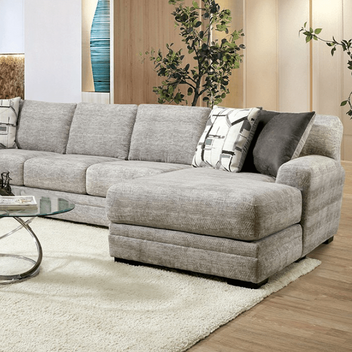 Walthamstow Large Scale Chaise Sectional in Gray Chenille