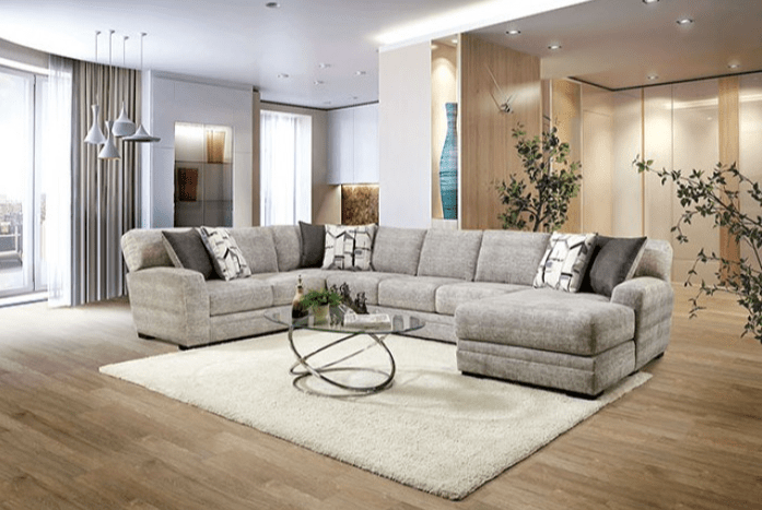 Walthamstow Large Scale Chaise Sectional in Gray Chenille