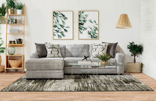 Waltham Contemporary Sectional in Gray Chenille