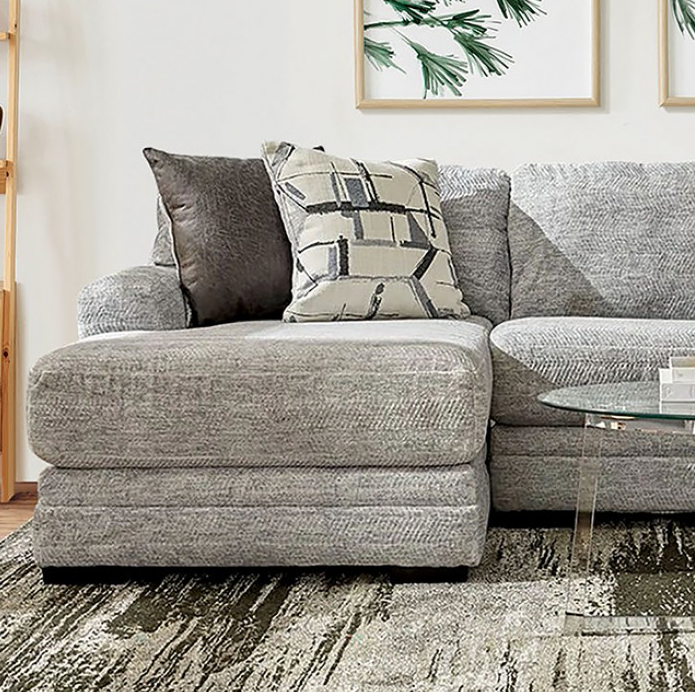 Waltham Contemporary Sectional in Gray Chenille