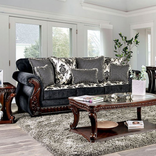 Whitland Traditional Chenille Sofa in Gray Finish