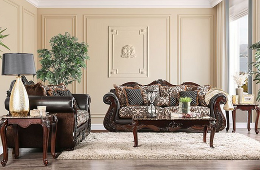 Jamael Traditional Victorian Print Sofa & Loveseat Set