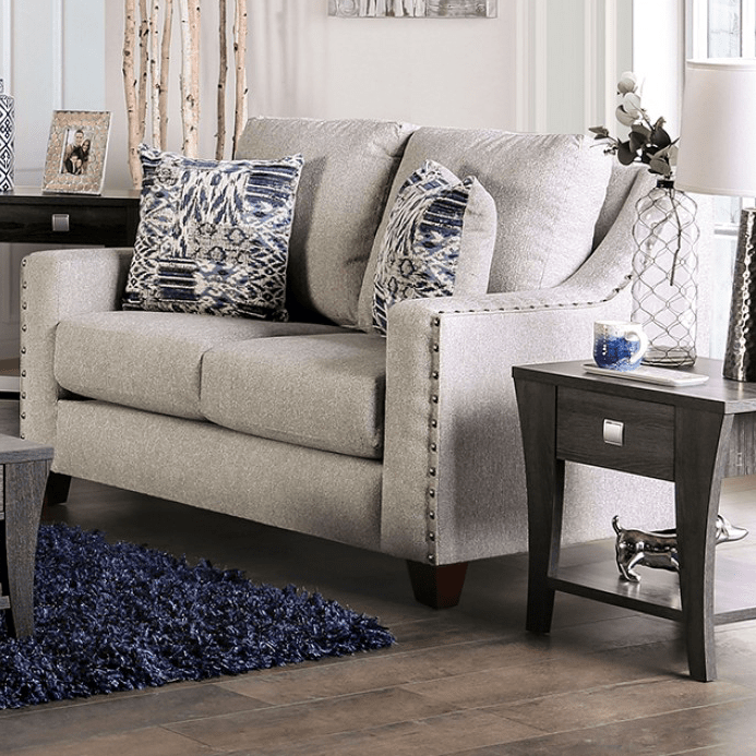 Stickney Sloped Arm Upholstered Sofa Light Gray - Furniture of America