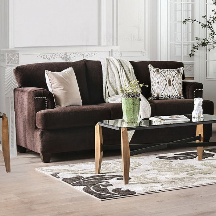 Brynlee Transitional Sofa in Chocolate