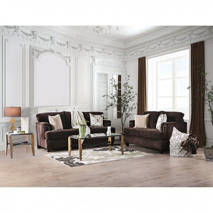 Brynlee Transitional Sofa in Chocolate