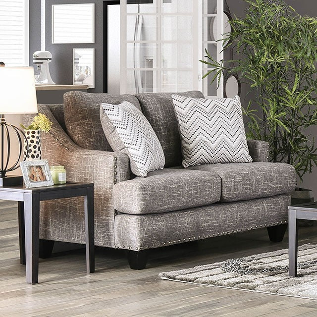 Erika Contemporary Gray Upholstered Loveseat