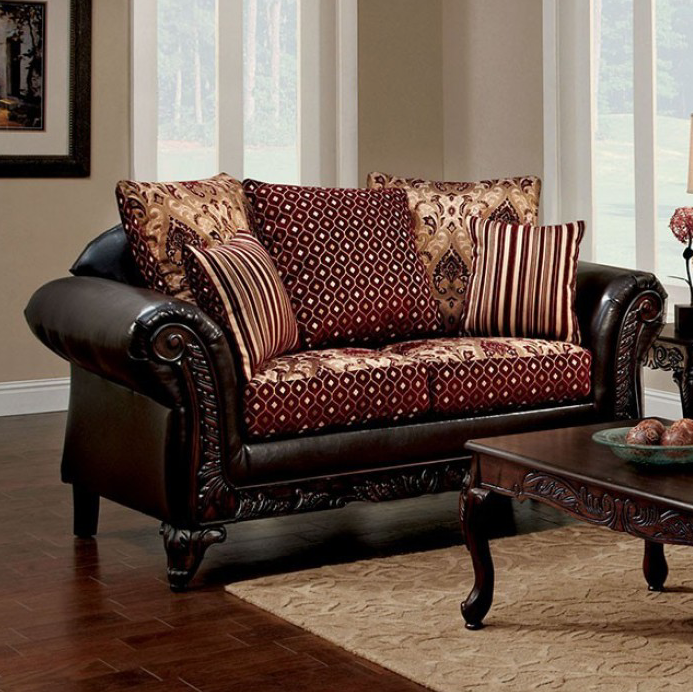 Ellis Traditional Chenille Rolled Arm Loveseat