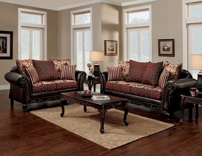 Ellis Traditional Chenille Rolled Arm Sofa & Loveseat Set