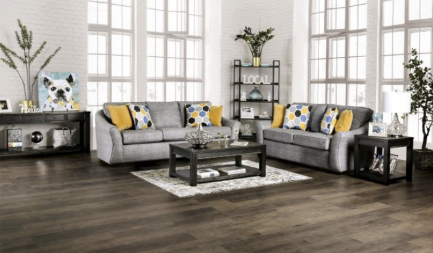 Jarrow Modern Upholstered Sofa & Loveseat in Gray