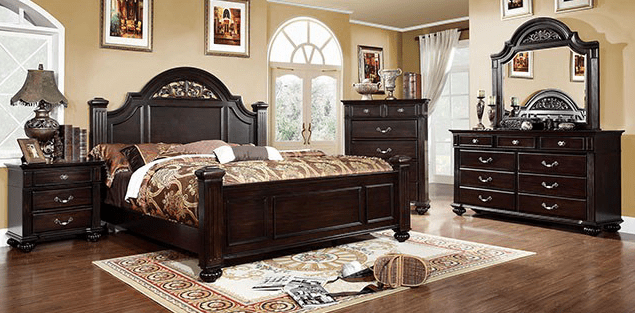 Syracuse Dark Walnut Finish King Poster Bed