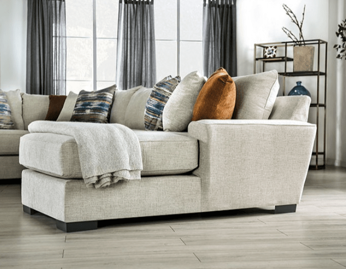 Rusborough Transitional Beige Linen U-Shape Sectional