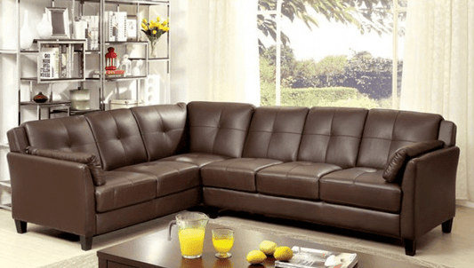 Peever Sectional in Brown Leatherette