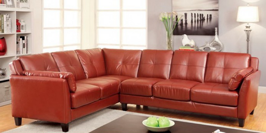 Peever Sectional in Mahogany Red Leatherette