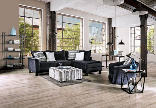 Modbury Transitional Black Microfiber Sectional by Furniture of America