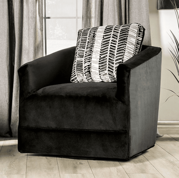 Modbury Transitional Black Microfiber Swivel Chair