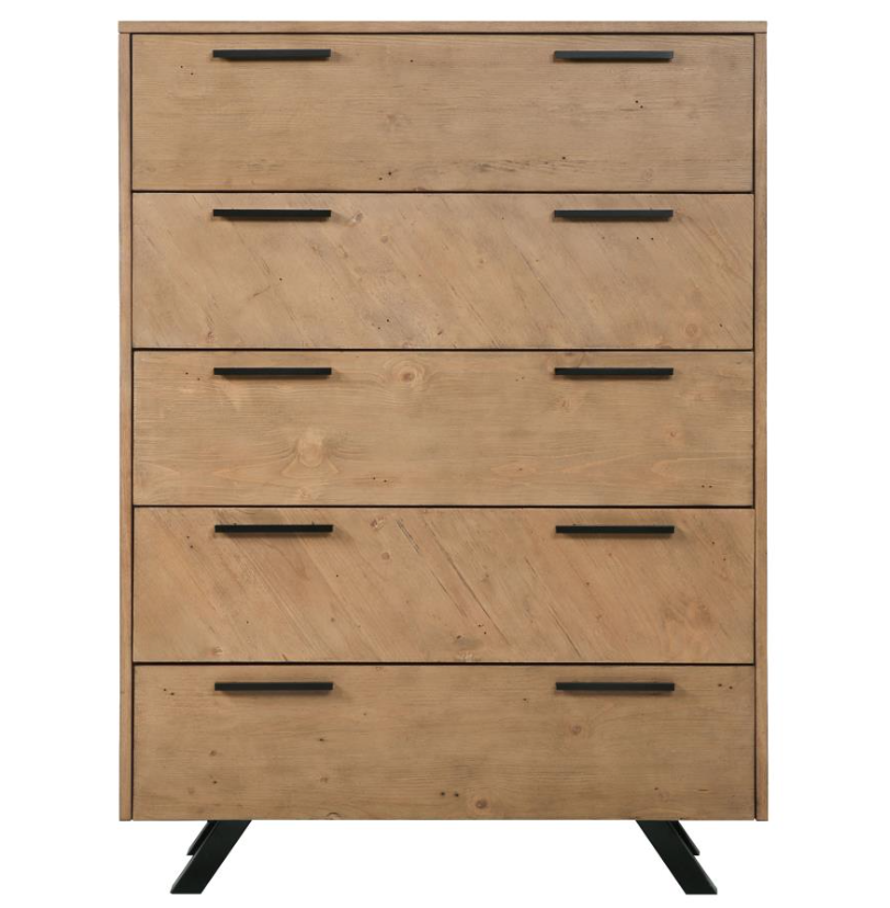 Taylor 5 Drawer Chest in Light Honey Finish