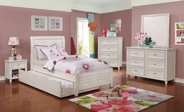 Brogan Transitional Youth Twin Panel Bed in Antique White