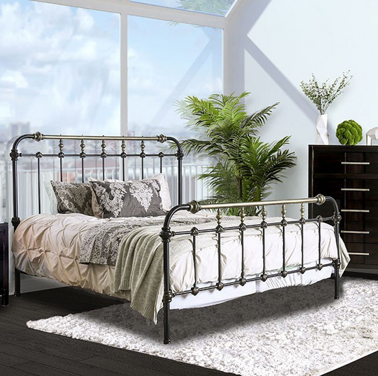 Riana Transitional Metal Bed in Antique Black