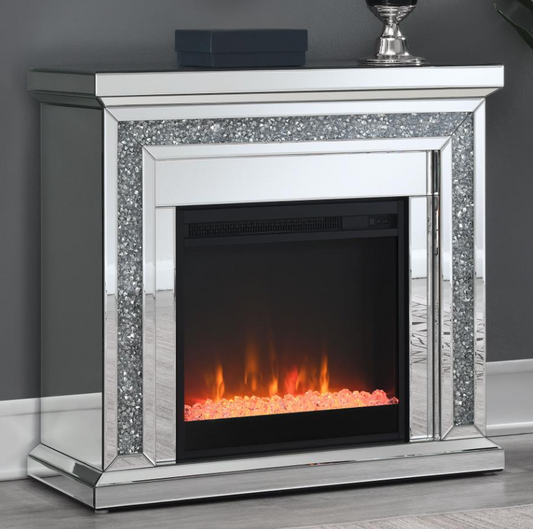 Rectangular Freestanding Mirrored Fireplace