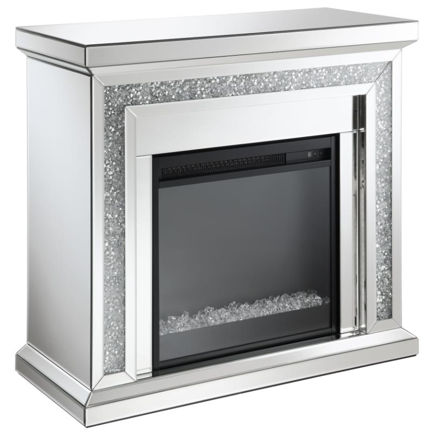 Rectangular Freestanding Mirrored Fireplace